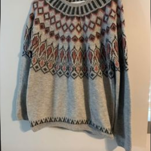 Warehouse One Wool Sweater Grey and Dark Pink - Picture 3 of 5